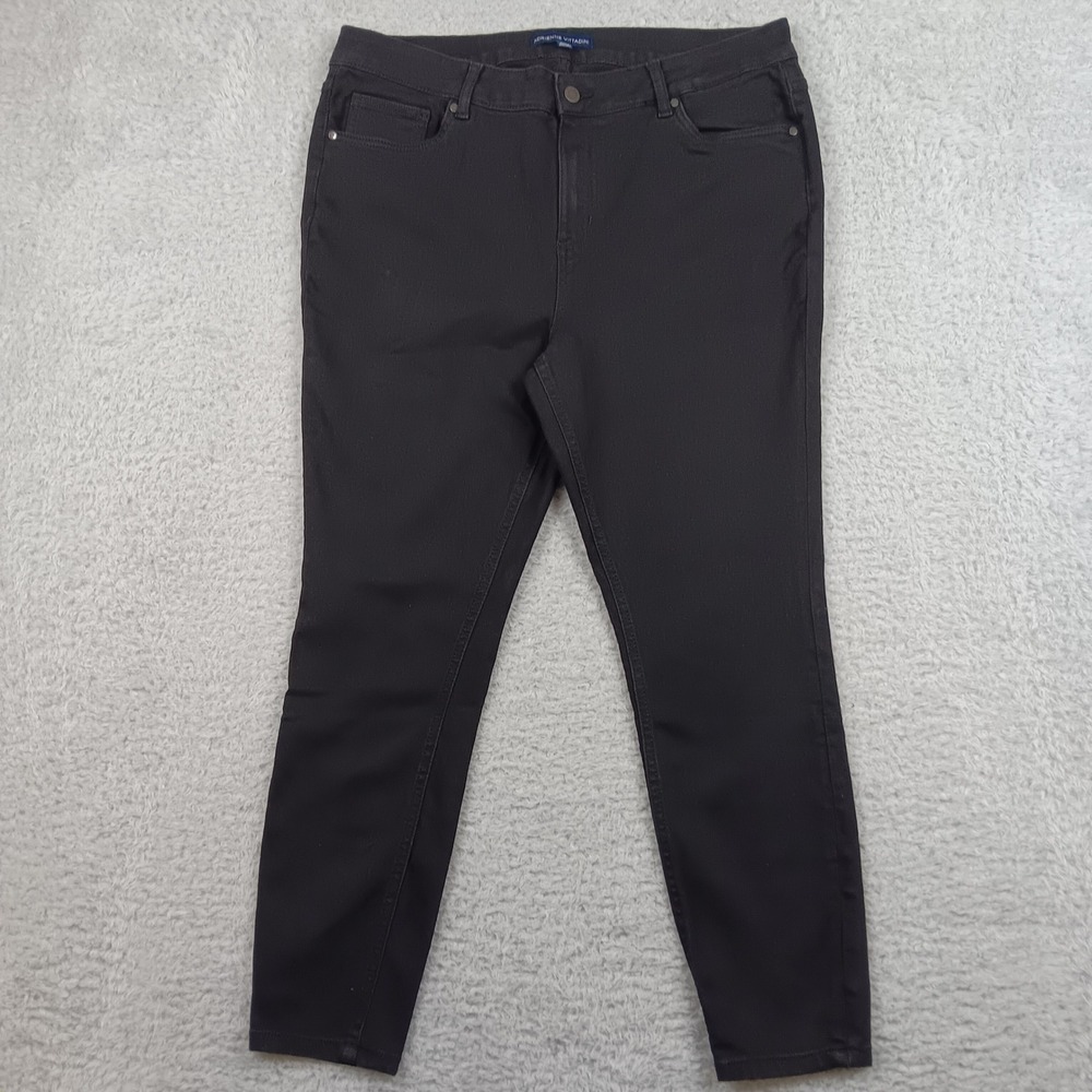 Adrienne Vittadini Pant Skinny Women 20W Black Stretch High Rise RN112628